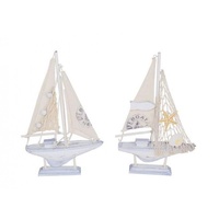 23cm Beach/Nortical Theme Sailing Boat Wooden Ornament