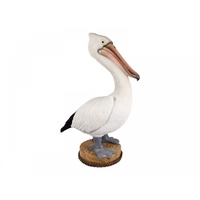 55cm Realistic Resin Pelican on a Wooden Detail Stump With Rope Effect Beach Theme