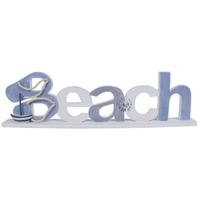 56cm Beach Art Self Standing Sign / Plaque. Hamptons Colours with Thong Theme