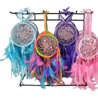 Dream Catcher 11cm, 30cm Long Aqua Blue Web Design with beads, and ribbon design