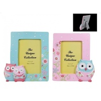 16.5cm Blue Flower Owl Photo Frame Resin for 3.5x5\ Prints"