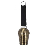40cm Antique Style Brass Hanging Rustic Cow Bell. Vintage / Rustic / Collectable