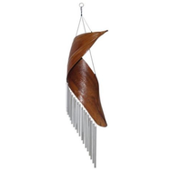 80cm Bamboo Traditional Windchime with 18 Metal Tubes Stained Mahogony