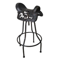 94cm Antique Saddle Bar Stool Horse Theme Adjustable Height Cast Iron