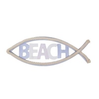 38cm Fish Shaped Wall Plaque with Rope Detail Hanger BEACHFISHR