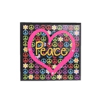 New 1pce 16cm Peace Self Standing Square Plaque w/ Peace Flower Symbols Peace Hippie