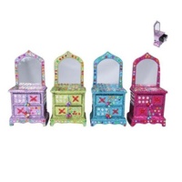 1x Pink 25cm Bling 2 Draw Chest / Jewelry Boxe with Mirror and Bead Decoration