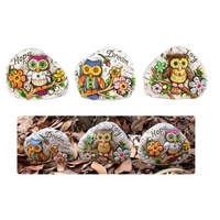 12cm Garden Owl Rock Complete Set of 3 Assorted Dream/Hope/Joy Realistic Rock