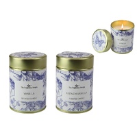 Set of 2 220g Vanilla & French Vanilla Candle in Hamptons Butterfly Tin Design