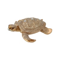 20cm Turtle Ornament in Gold/Silver Finish, Coastal Home Decor