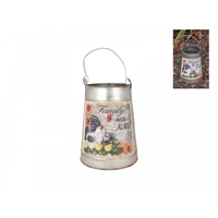 29cm Metal Can Vintage Style With Family Wording and Chickens and Chicks Print