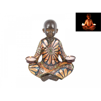 21cm Traditional Fabric Dressed Monk Tealight Holder Great For Meditation Rooms