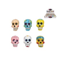 6pce 4cm Sugar / Candy Skulls Resin Bright Colours