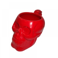 10CM Ceramic Slull Head Mug for Tea or Coffee or Hot Drinks-Red