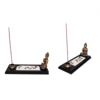 1pce 32cm Gold Buddha Incense Holder with Rocks and Sand