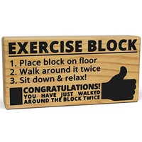 20cm Exercise Block Funny Cheeky Joke Novelty Gift - MDF & Printed Detail