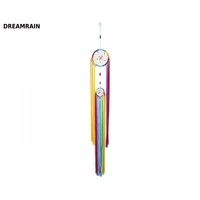 95cm Long Rainbow Dream Catcher Double Hanging Mobile with 2 Hoops 11 & 6cm With Beads and Web