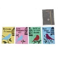 1pce 18CM Inspirational Bird Silhouette Garden Plaque in Pastel Colours - Blue - Home