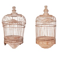 25cm Wooden Decorative Bird Cage, White Wash, Shabby Chic, Handmade
