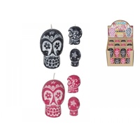6cm Candy Skull Candle in Two Colours to Choose From Votive Style Candle