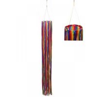 1pce Multi Coloured Rainbow Satin Ribbon Spinner 10cmD 100cm Long