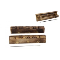1 x 30cm Wooden Coffin Style Box Incense Holder, Comes in Two Designs, Great for Home