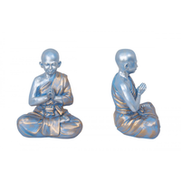 25CM Tranquil Blue Meditating Monk with Gold Designed Robe
