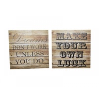 1 x 24x24cm Wooden Design with Black Wording MDF Plaque Wall Art, Great for Home
