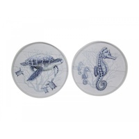 30cm Round, MDF, Blue and White Beach Themed Plaque, High Quality Design