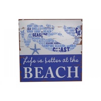 1 x 39x39cm "Life is better at the beach" Beach Plaque Wall Art with a Mermaid, Great for the Home