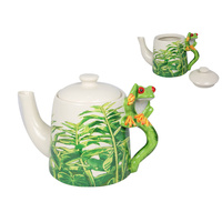 20cm Teapot with Frog Feature, Tropical Kitchen Collectable