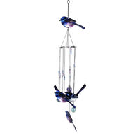 70cm Metal Blue Wren 5pce Bird Tail Down Wind Chime with Beautiful Tones