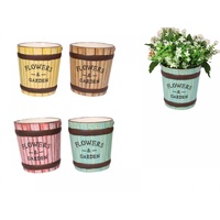 1pce 12cm Glowers and Garden Ceramic Pot in Pastel Colours Vintage Style