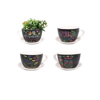 13cm Ceramic Tea Cup Planter with Inspirational Verse Great for Herbs and Flowers