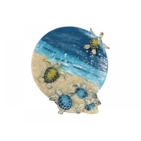1 x 25cm Self Standing Beach Turtle Plate with Sand And Ocean, Great for Home