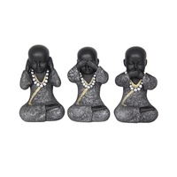 1pce 14CM Wise Buddha Choose from Hear / Speak / See No Evil Stone Look Finish Silver / Gold