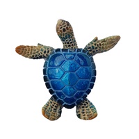 1pce Dark Blue 7.5cm Realistic Miniature Marble Turtle Resin Home Decor Cute!