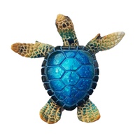 1pce Aqua Blue 7.5cm Realistic Miniature Marble Turtle Resin Home Decor Cute!