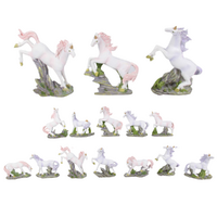 4pce Set 7cm Mystical Unicorn Mini Resin Figurine Fairy Garden Collectable Decor