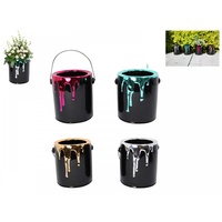 16cm Black Pot Plant with Metallic Paint Dripping, Novelty Paint Pot Style