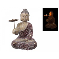 47cm Antique Rulai Buddha Holding Lotus, Rustic, Meditating, Zen