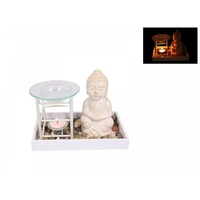 19cm Ceramic Buddha Oil Burner Set with Zen Garden, Gift Set