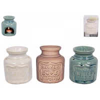 11cm Oil Burner with Love Quote, T-Light & Vanilla Wax Melts, Gift Boxed