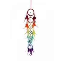 1X 70Cm 7 Tier Rainbow Chakra Dream Catcher With Rainbow Feathers, Home Deco