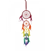 90m 5 Tier Rainbow Chakra Dream Catcher With Rainbow Feathers