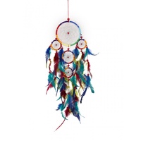 50cm Rainbow Chakra Style Dream Catcher with Feathers width 12cm
