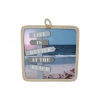 39cm x 39cm MDF "Life is Better at the Beach" Plaque with Road Sign Design, Beach Themed