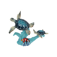 24cm Marble Turtles on Coral Surf Glitter Beach Theme