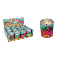1pce 6cm Tropical Scented Candle Tin with Flamingo Decor