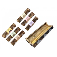 30cm Wooden Incense Box Burner with Mandala Prints & Incense Sticks